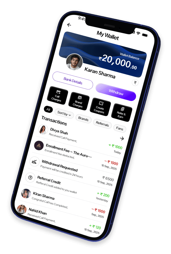 Fancall creator app screen